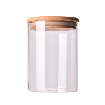 250ml runde runde Klarglasdose mit weiter Öffnung und Verschlussdeckel Vorratsdosen aus Glas mit Bambusdeckel